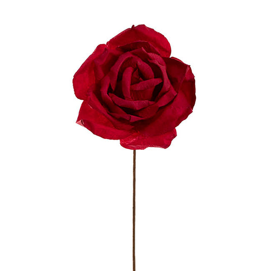 Lina Large Crepe Paper Rose Stem Dark Red (24cmDx66cmH)