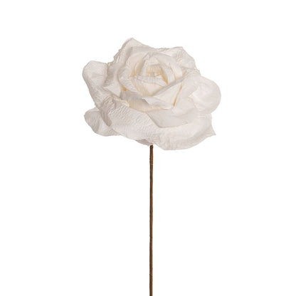 Lina Large Crepe Paper Rose Stem White (24cmDx66cmH)
