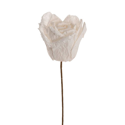 Lina Large Crepe Paper Rose Stem White (24cmDx66cmH)