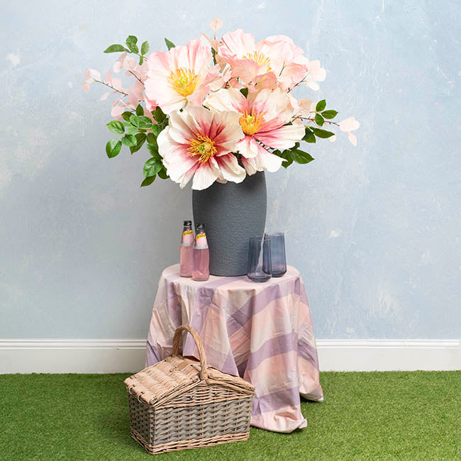 Large Heirloom Paper Rose Stem Cream Hot Pink (37cmDx80cmH)