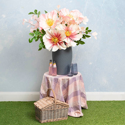 Large Heirloom Paper Rose Stem Cream Hot Pink (37cmDx80cmH)