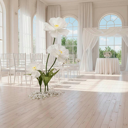 Giant Paper Flower Cosmos w Base Set 3 White (130cmH)