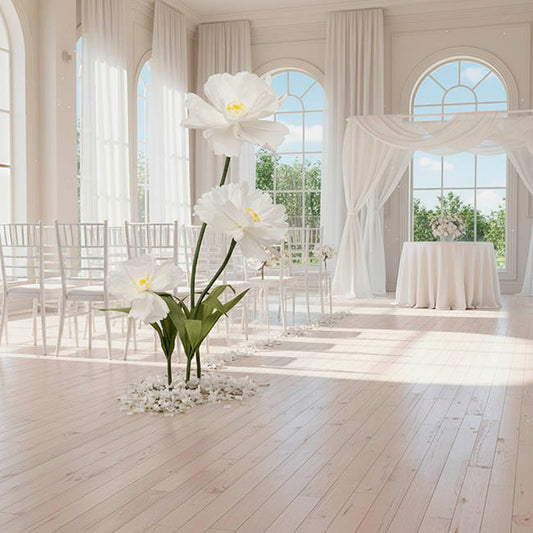 Giant Paper Flower Cosmos w Base Set 3 White (130cmH)