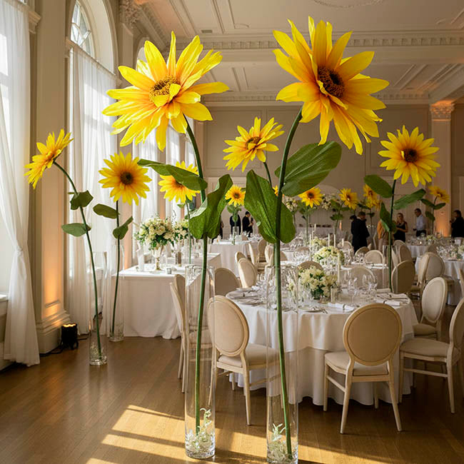 Large Paper Sunflower Stem Yellow (30cmDx110cmH)