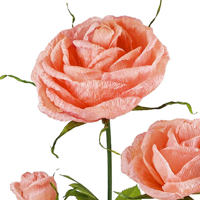 Giant Romantic Paper Flower Roses w Base Set 3 Pink (160cmH)