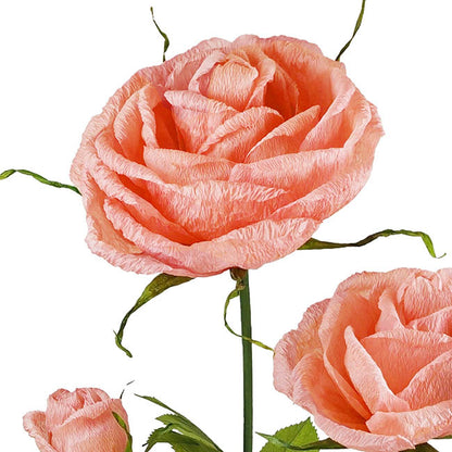 Giant Romantic Paper Flower Roses w Base Set 3 Pink (160cmH)