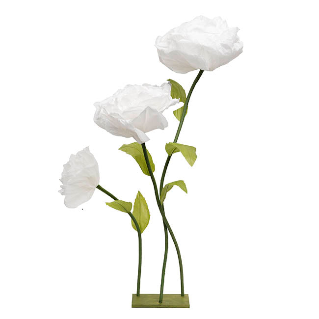 Giant Paper Roses w Base Set 3 White (155cmH)
