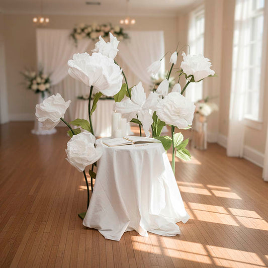 Giant Paper Roses w Base Set 3 White (155cmH)