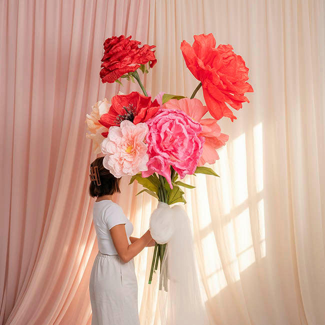 Large Paper Rose Stem Fuchsia (30cmDx125cmH)