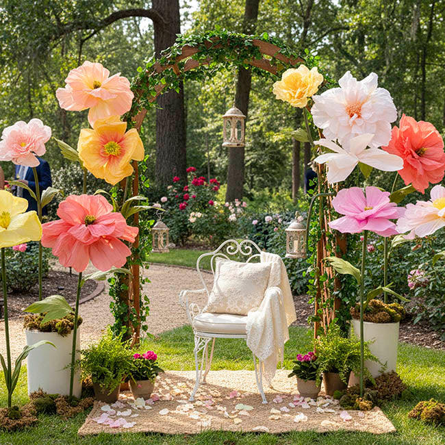 Giant Paper American Pillar Rose Stem Peach (40cmDx120cmH)