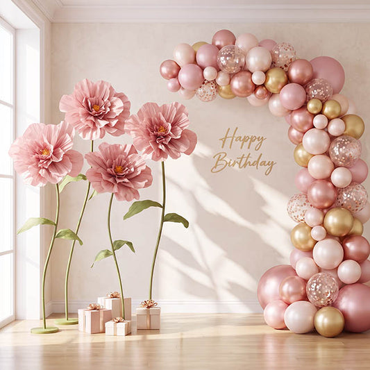Giant Paper Peony Stem Dusty Pink (40cmDx158cmH)
