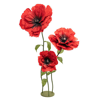 Giant Paper Poppy Flower Set 3 Red (180cmH)