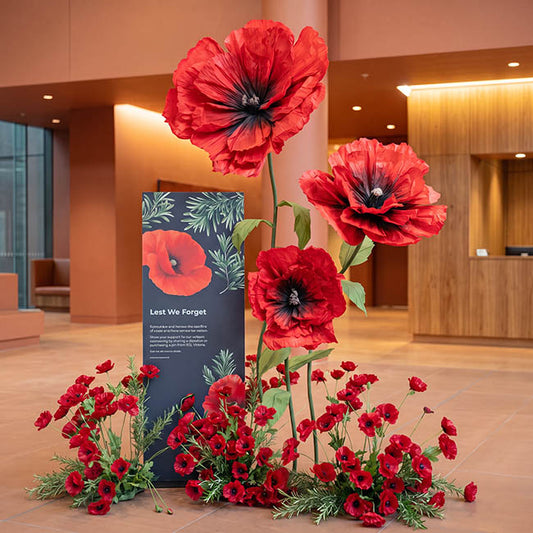 Giant Paper Poppy Flower Set 3 Red (180cmH)