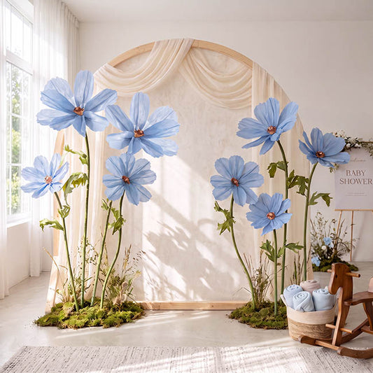 Giant Paper Cosmos Flower Set 2 Blue (160cmH)