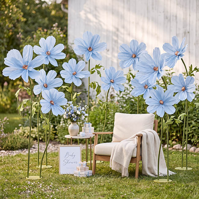 Giant Paper Cosmos Flower Set 2 Blue (160cmH)
