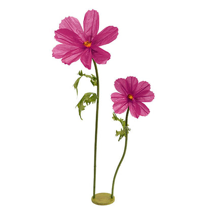 Giant Paper Cosmos Flower Set 2 w Base Purple (160cmH)