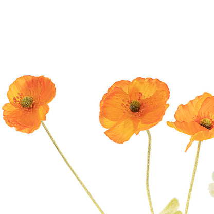 Poppy Spray 4x Flowers Yellow Centre Orange (58cmH)