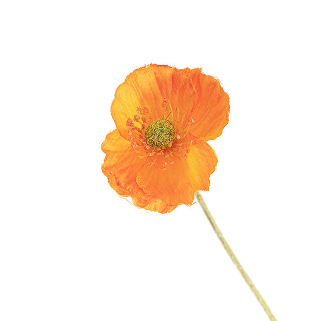 Poppy Spray 4x Flowers Yellow Centre Orange (58cmH)