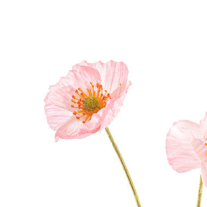 Poppy Spray 4x Flowers Yellow Centre Soft Pink (58cmH)