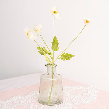 Poppy Spray 4x Flowers Yellow Centre White (58cmH)