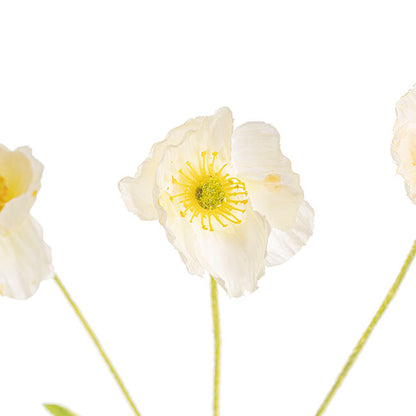 Poppy Spray 4x Flowers Yellow Centre White (58cmH)