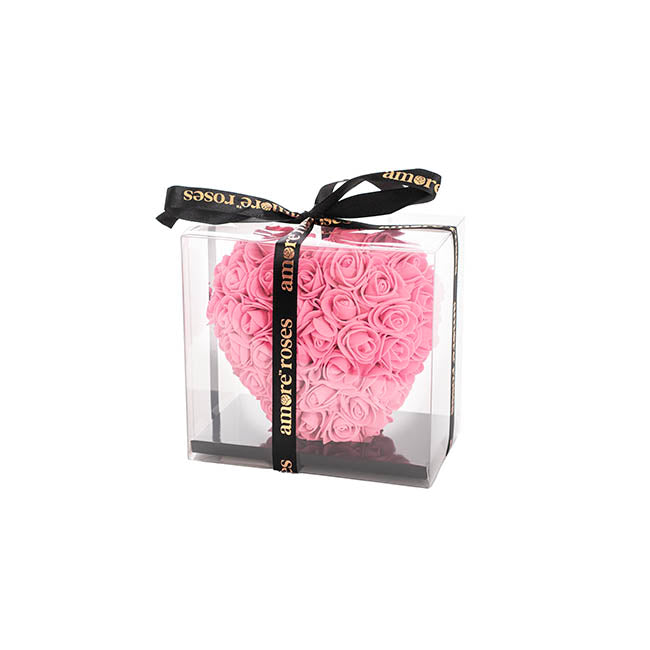 Amore Rose Love Heart Pink (12cmH)