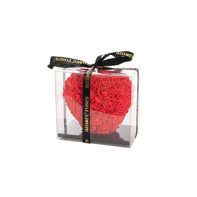 Amore Rose Love Heart Red (12cmH)