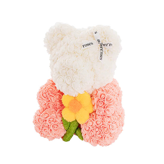 Amore Rose Bear w Sunflower Ombre Peach (35cmH)