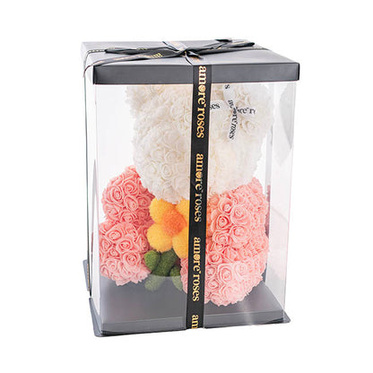 Amore Rose Bear w Sunflower Ombre Peach (35cmH)
