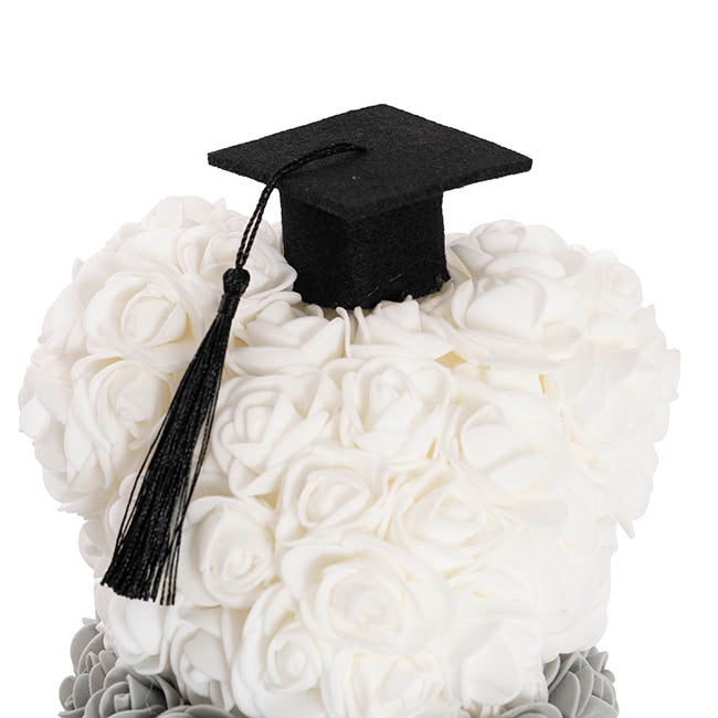 Graduation Amore Rose Bear w Black Bow&Hat Ombre Black(25cmH