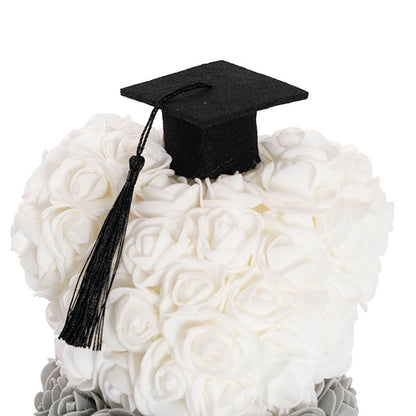 Graduation Amore Rose Bear w Black Bow&Hat Ombre Black(25cmH