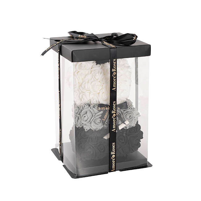 Graduation Amore Rose Bear w Black Bow&Hat Ombre Black(25cmH