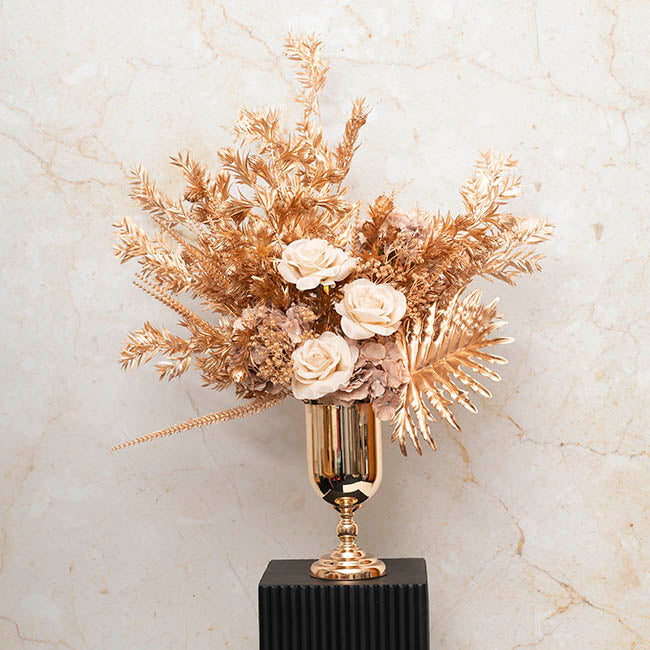 Thistle Flower Spray Metallic Gold (98cmH)