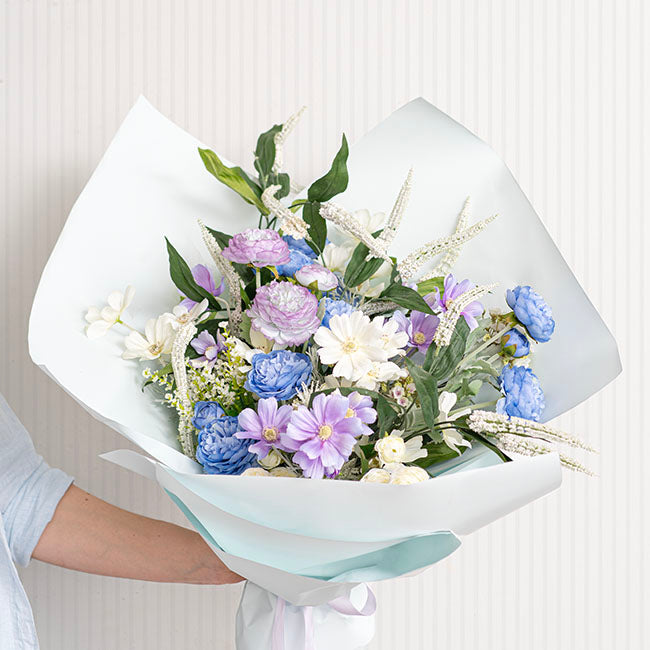Buttercup Ranunculus Spray x3 French Blue (52cmH)