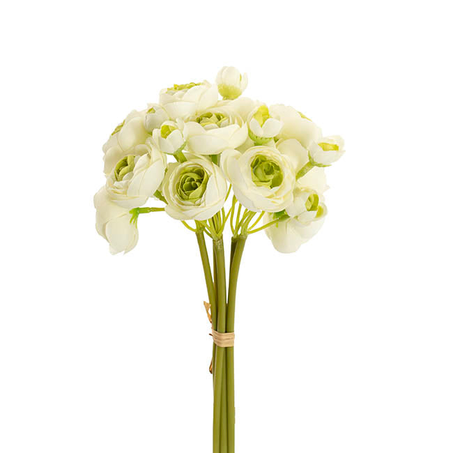 Ranunculus Flower Bunch 6 Stems Soft Green (28cmH)