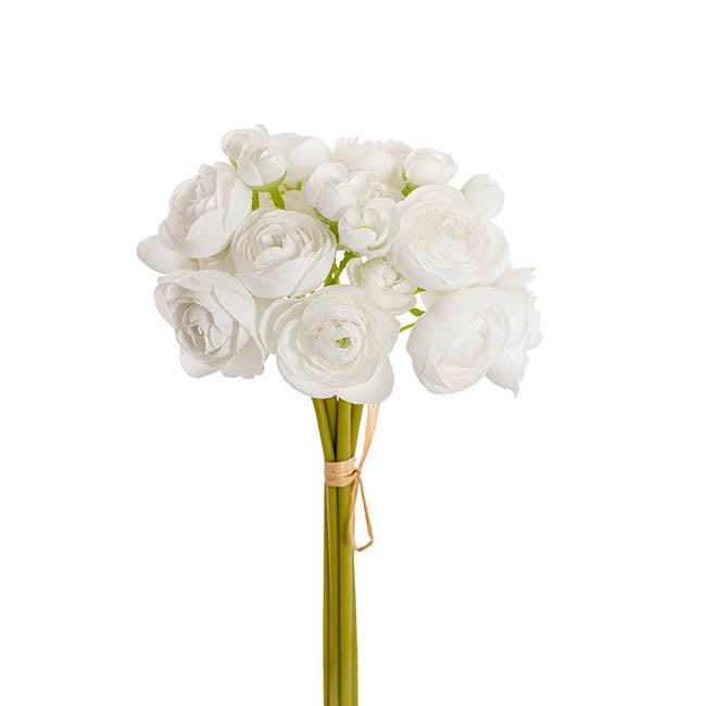 Ranunculus Flower Bunch 6 Stems White (28cmH)