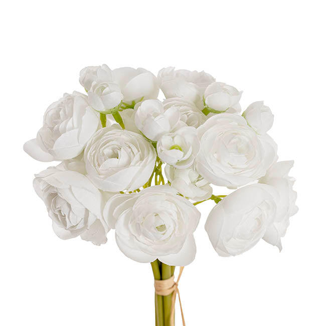 Ranunculus Flower Bunch 6 Stems White (28cmH)