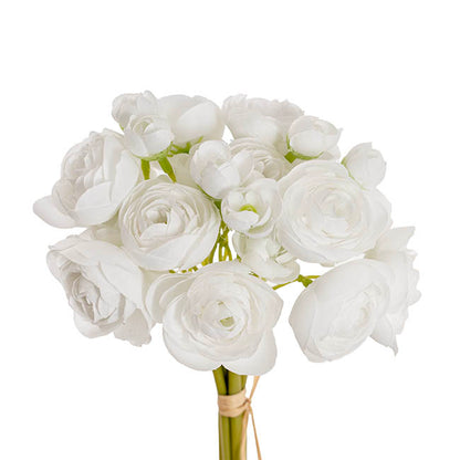 Ranunculus Flower Bunch 6 Stems White (28cmH)