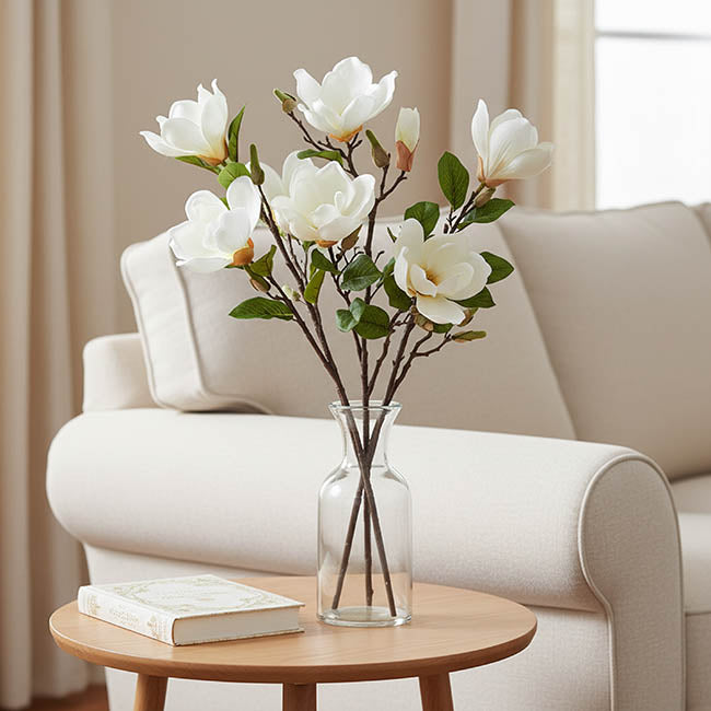 Magnolia Open Flower Spray with Bud White (71cmH)