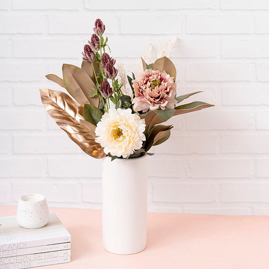 Vintage Peony Spray Dusty Pink (70cmH)