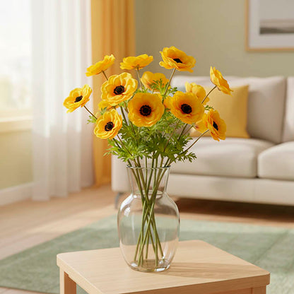 Anemone Flower Stem Yellow (14cmDx57cmH)