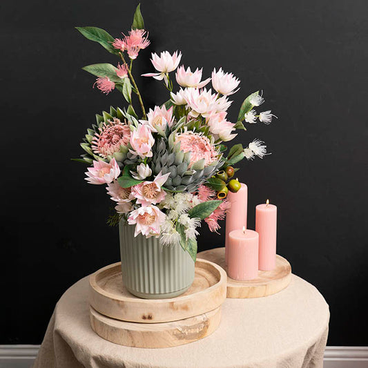 Blushing Bride Protea x8 Heads Light Pink (68cmH)