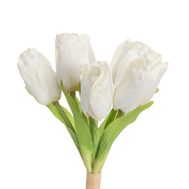 Dutch Tulip Bouquet x 7 White (30cmH)