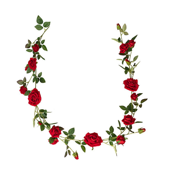 Velvet Rose Vine Garland Red (180cmL)