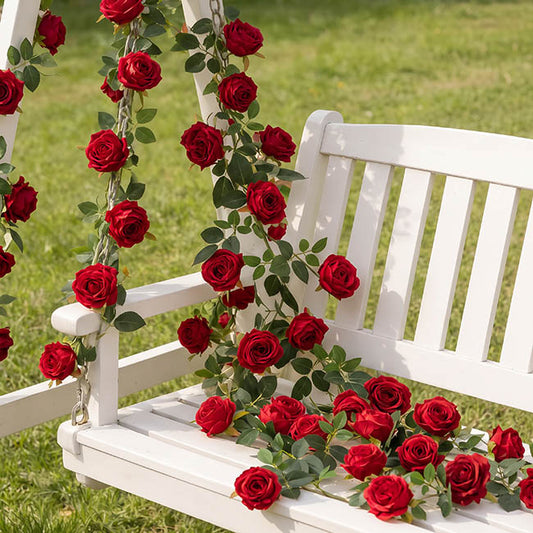Velvet Rose Vine Garland Red (180cmL)