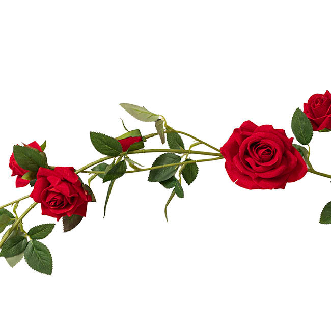 Velvet Rose Vine Garland Red (180cmL)