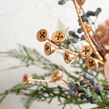 Artificial Eucalyptus Seed Pod Twig Spray Gold (86cmH)