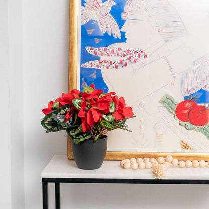 Faux Cyclamen Potted Red (34cmH)