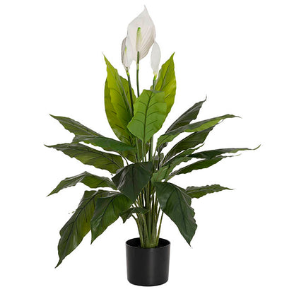 Real Touch Faux Spathiphyllum Plant Potted Green (100cmH)
