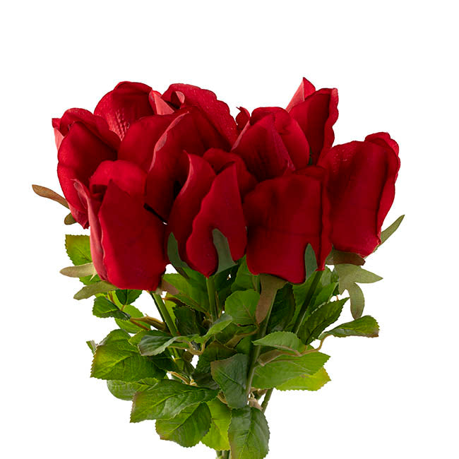 Rose Bud Bouquet x 10 Heads Red (46cmH)